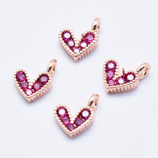 Rose Gold Fuchsia Heart | Charm